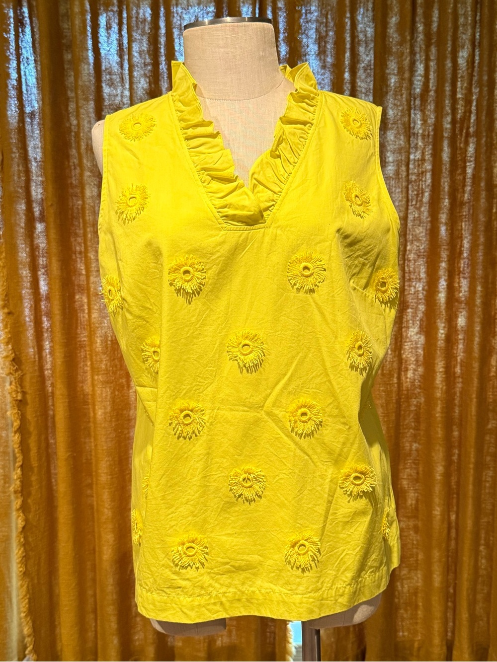 Talbots Yellow Ruffled Collar Blouse